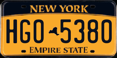 NY license plate HGO5380