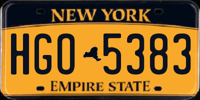 NY license plate HGO5383