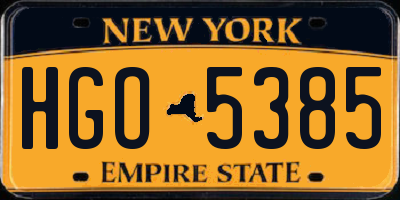 NY license plate HGO5385