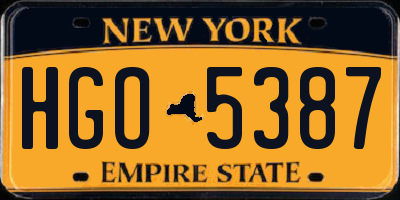 NY license plate HGO5387