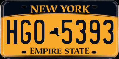 NY license plate HGO5393