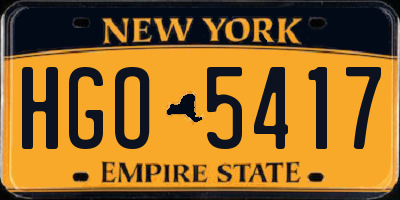 NY license plate HGO5417