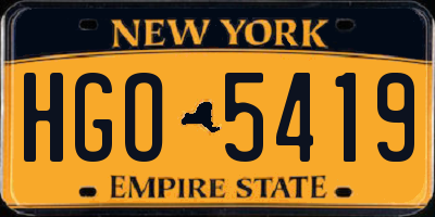NY license plate HGO5419