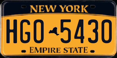 NY license plate HGO5430
