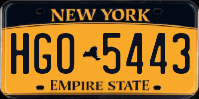 NY license plate HGO5443