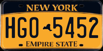 NY license plate HGO5452