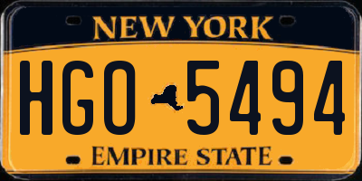 NY license plate HGO5494
