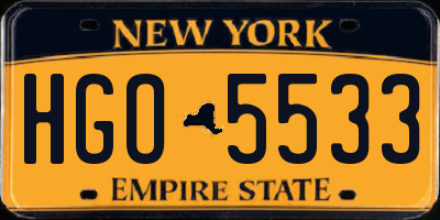 NY license plate HGO5533