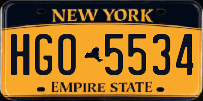 NY license plate HGO5534