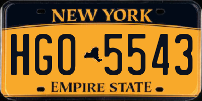 NY license plate HGO5543