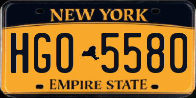 NY license plate HGO5580