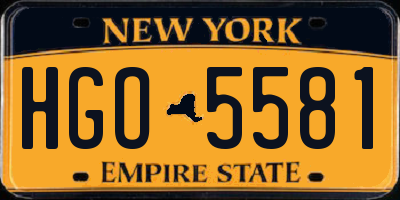 NY license plate HGO5581