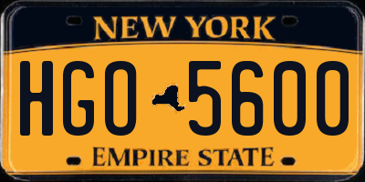 NY license plate HGO5600