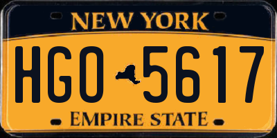 NY license plate HGO5617