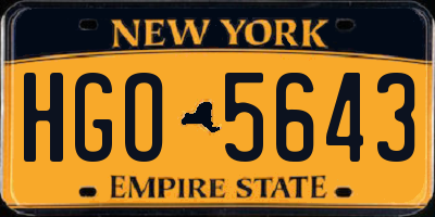 NY license plate HGO5643