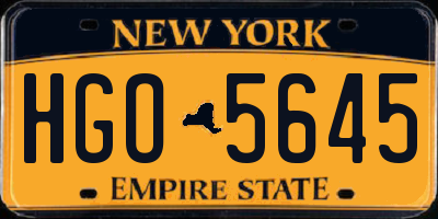 NY license plate HGO5645