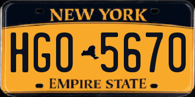 NY license plate HGO5670
