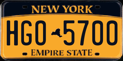 NY license plate HGO5700