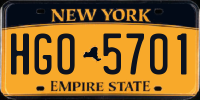 NY license plate HGO5701