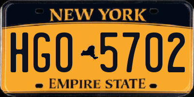 NY license plate HGO5702