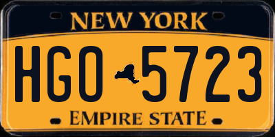 NY license plate HGO5723