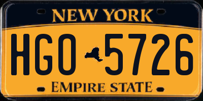 NY license plate HGO5726