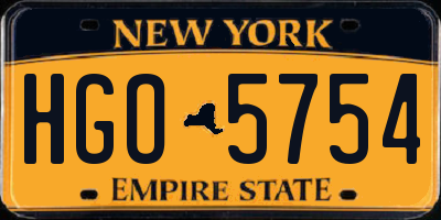 NY license plate HGO5754