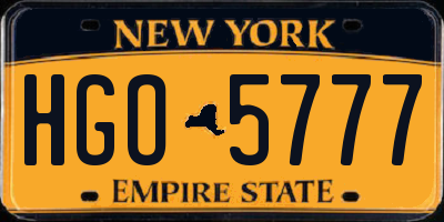 NY license plate HGO5777