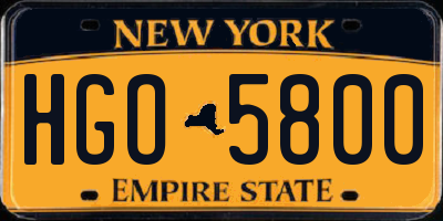 NY license plate HGO5800