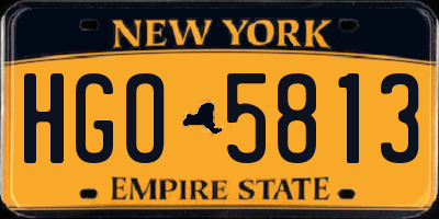 NY license plate HGO5813