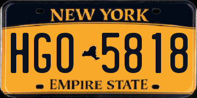 NY license plate HGO5818