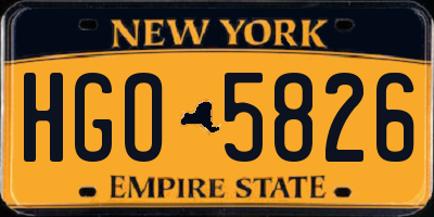 NY license plate HGO5826