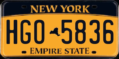 NY license plate HGO5836