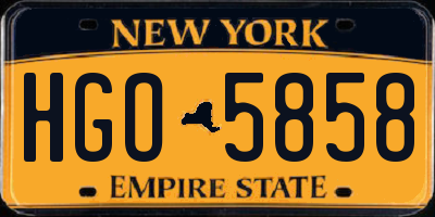 NY license plate HGO5858