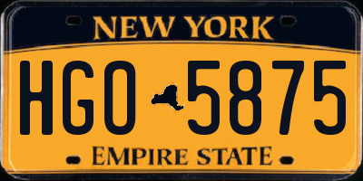 NY license plate HGO5875