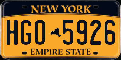NY license plate HGO5926
