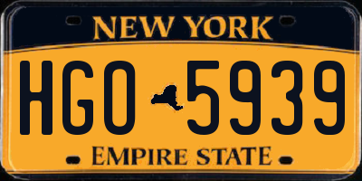 NY license plate HGO5939