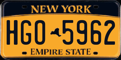 NY license plate HGO5962