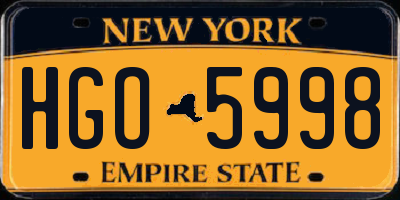 NY license plate HGO5998