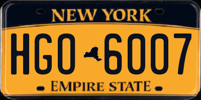 NY license plate HGO6007