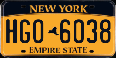 NY license plate HGO6038