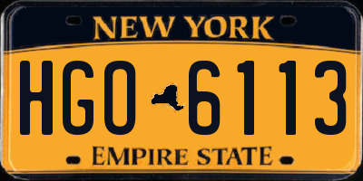 NY license plate HGO6113