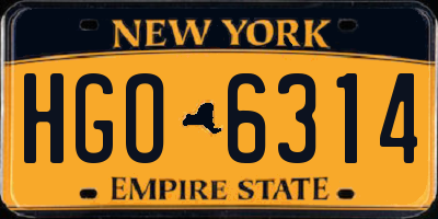 NY license plate HGO6314