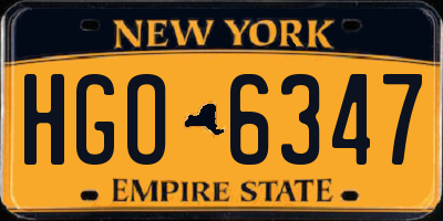 NY license plate HGO6347