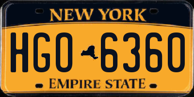 NY license plate HGO6360