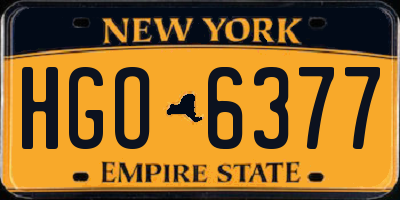 NY license plate HGO6377