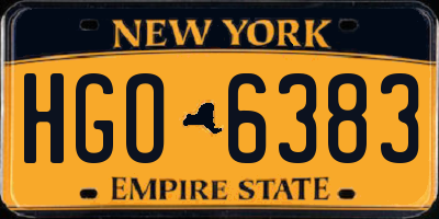 NY license plate HGO6383