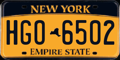 NY license plate HGO6502