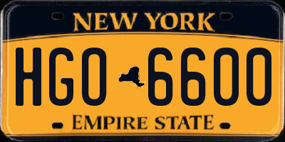 NY license plate HGO6600