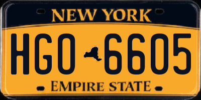 NY license plate HGO6605